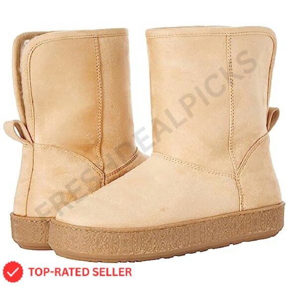 Shearling Boots Faux Suede Ankle Boots Foldable Cuff Y2K Chic Comfort - Picture 7 of 8